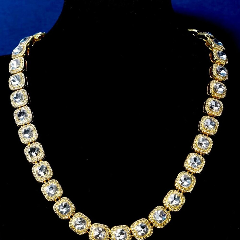 ⭐ Large 22" Long Iced Out Diamond 46 Ctw. Necklace 13mm Wide 18k Yellow Gold ⭐
